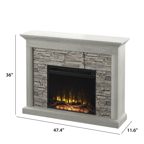 Steelside™ Electric Fireplace Mantel Package in Weathered Gray - Rustic  Stacked Stone Surround - Heat 400 SQ FT & Reviews