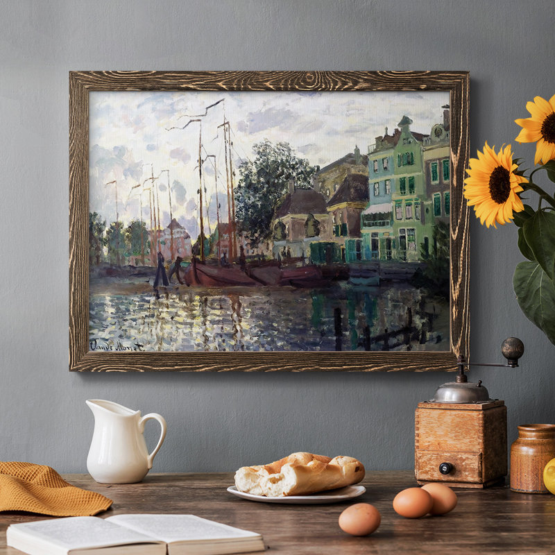 Zaandam, The Dike, Evening, 1871, reproduction d'art sur toile, Noyer, H 28 po x l 42 po x P 1,5 po