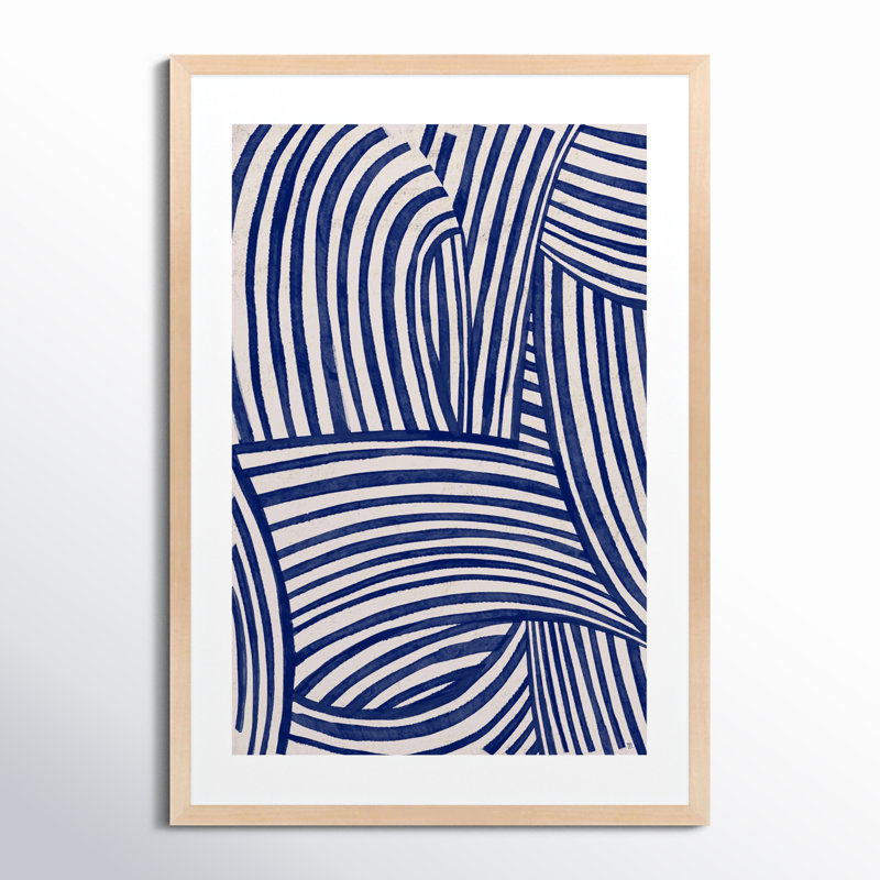 Blue Waves 1 by Marco Marella for Studio M - Framed Wall Art, 35" W x 50" H, Maple Framed