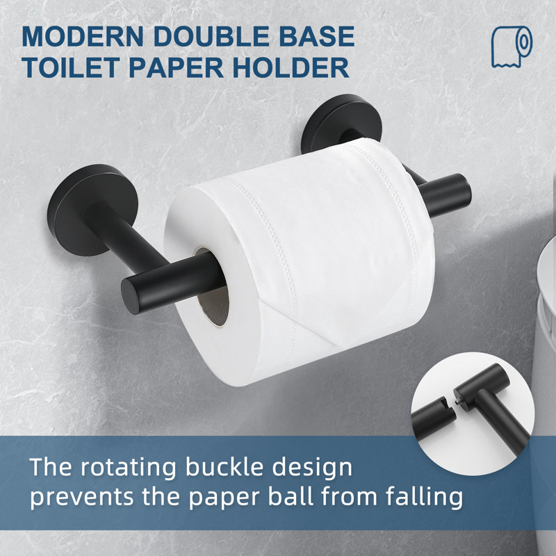 Wall Mounted Toilet Paper Holder, Matte Black