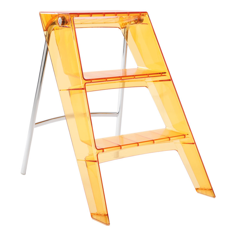 Escabeau pliant 3 marches Escabeau autoportant avec capacité de charge de 100 kg / 220,46 lb, Orange