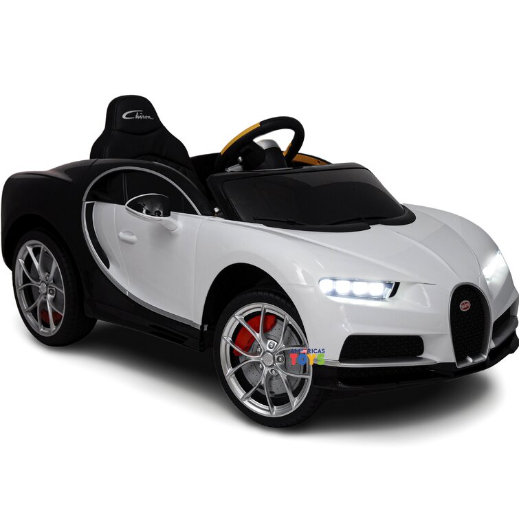 Bugatti Kids Ride on Car with Remote Control, Leather Seat - Black