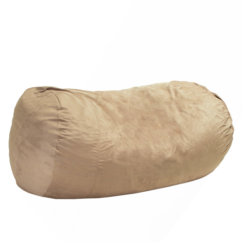 Fauteuil à billes cylindrique en suède Jasper, Tissu beige