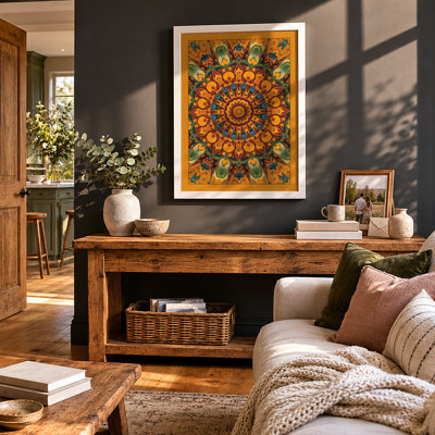 Golden Mandala Rising Botanical - Framed Print