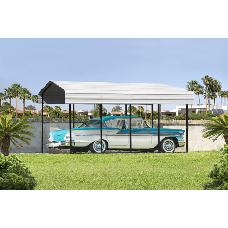 Galvanized Steel Carport, 12X20X9, Eggshell