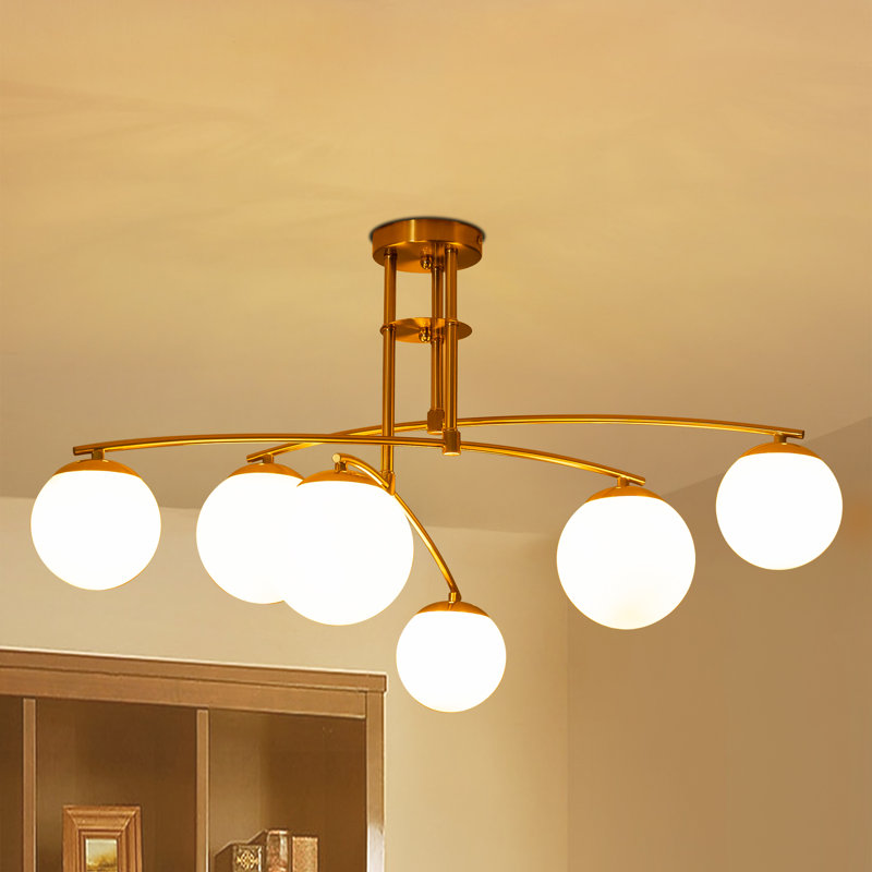 Fairfax Glass Bubble Semi Flush Mount, Gold, 6