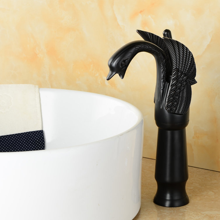 Swan Faucet Copper Single Handle Single Hole Matching Pop Up Drain Without Overflow Stopper And Supply Line Vessel Sink Faucet Lavatory Basin Vanity Mixer Tap Lead-Free