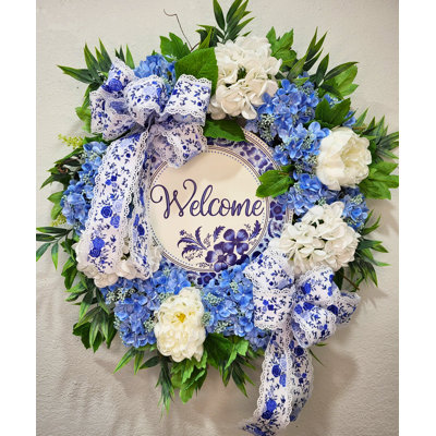Faux Hydrangea 26'' Wreath