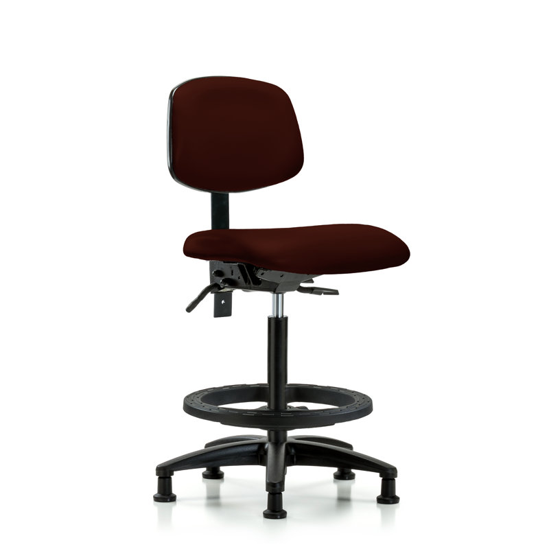 Nicholas Vinyl Drafting Chair, Burgundy, Casters, Included