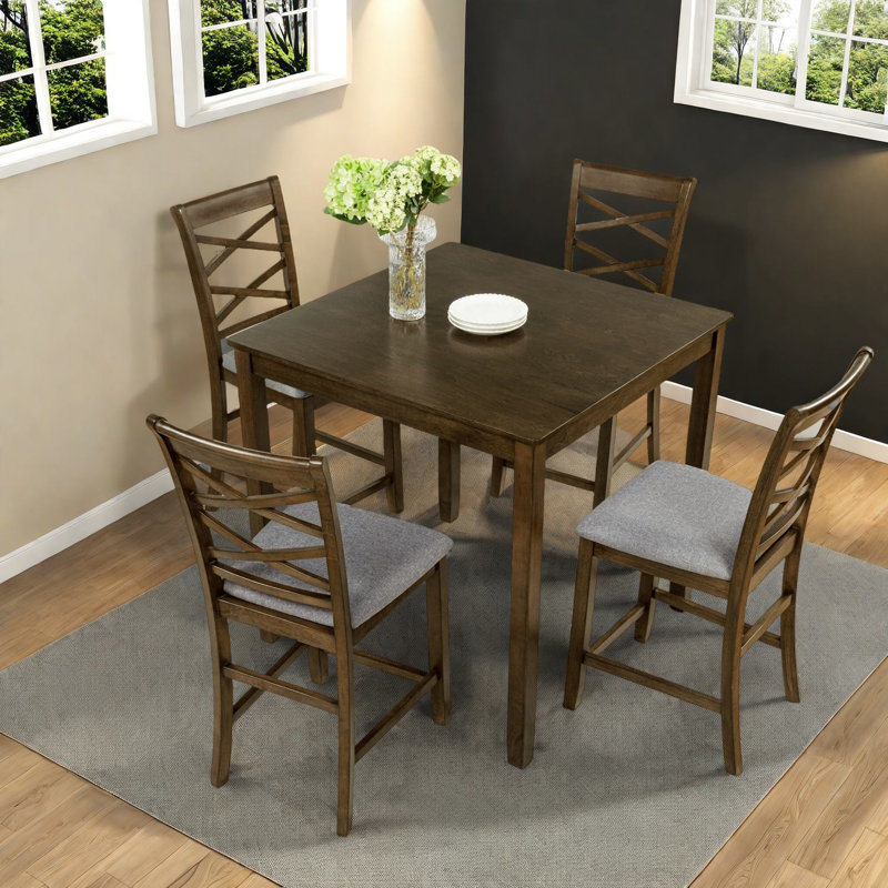 Ensemble de table de salle à manger moderne en bois peu encombrant avec chaises, finition noyer