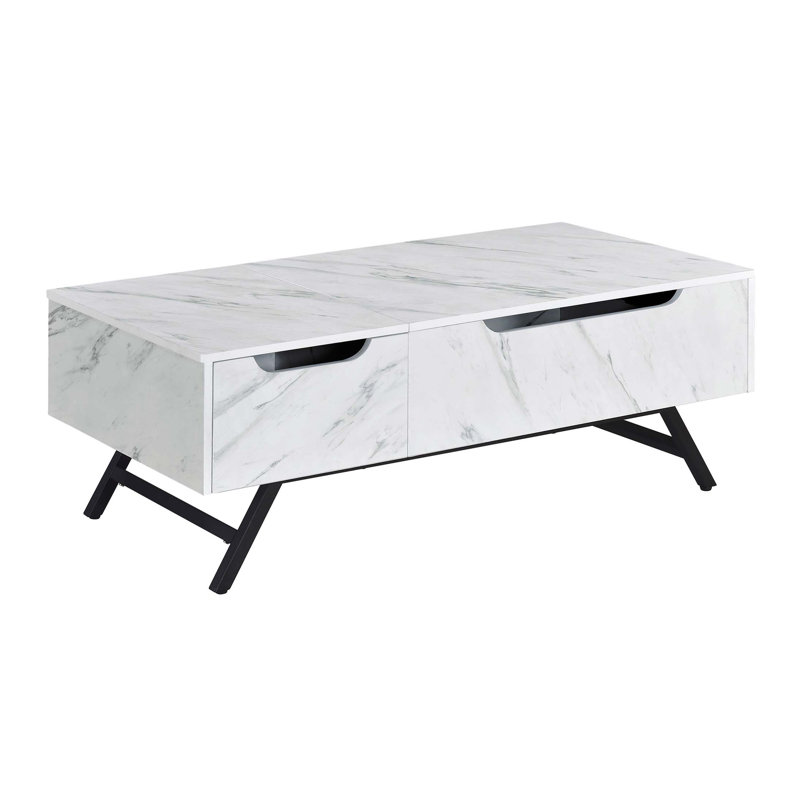 Table basse blanche avec plateau relevable