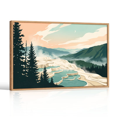 Ensemble de 1 tableau sur toile représentant un paysage de montagne