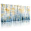 Paysage et nature, bouleaux d'automne, feuilles bleues, ensemble de 3 impressions sur toile-90138138