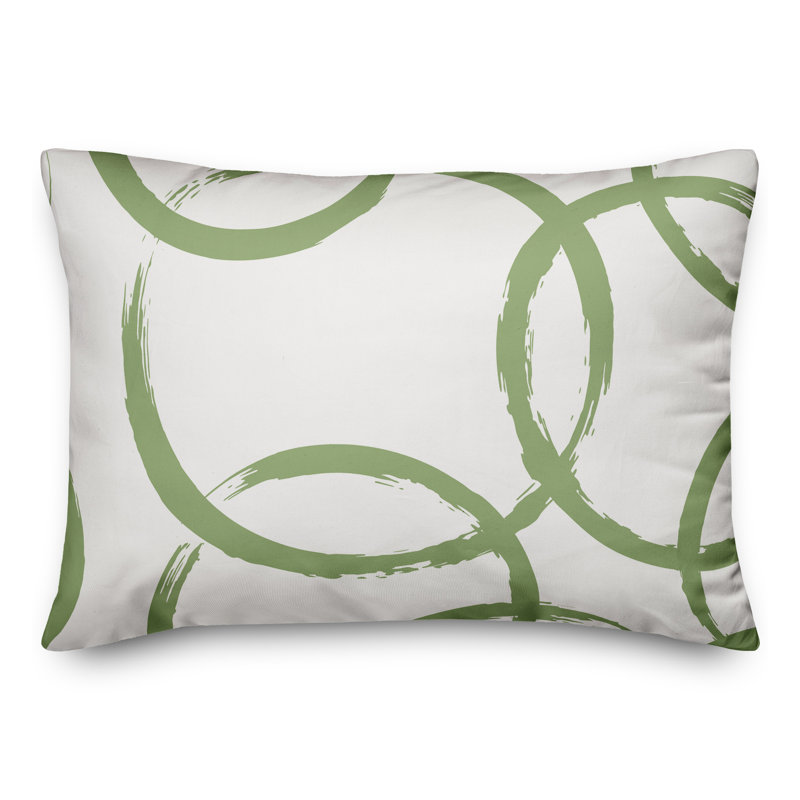Ducret Geometric Outdoor Reversible Throw Pillow, Green