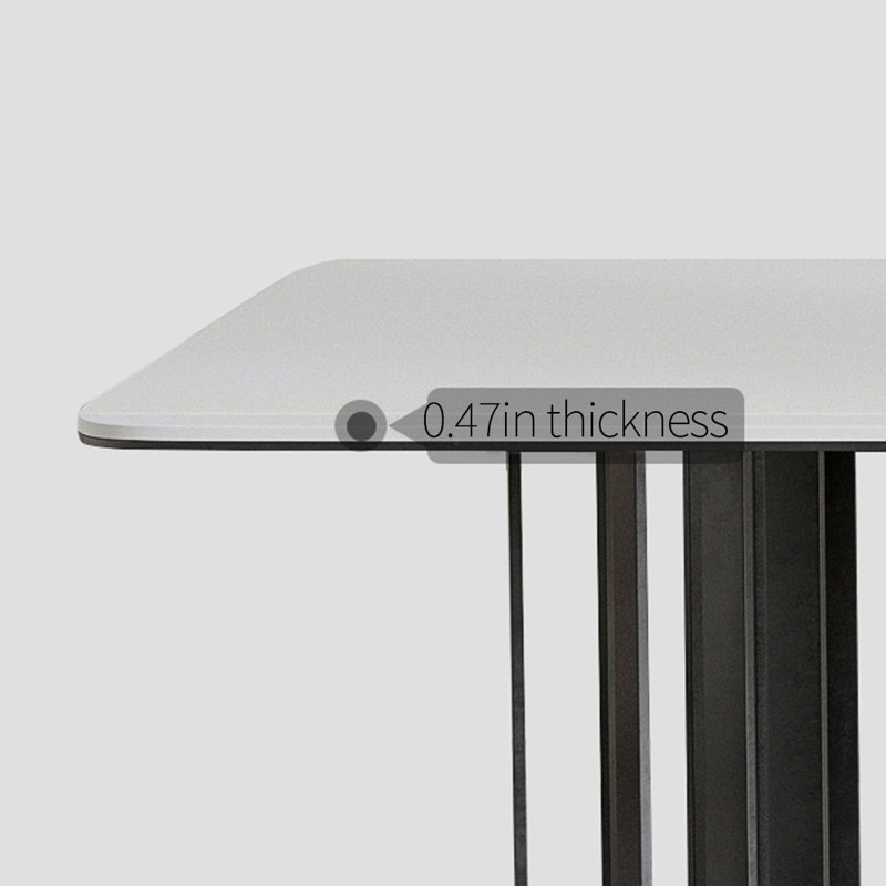 Table de salle à manger moderne en acier au carbone fritté moderne, H 29,53 po x L 62,99 po x l 31,5 po
