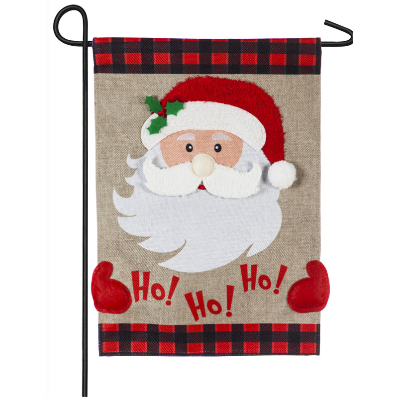 En toile jute à 2 côtés 18 x 13 po père-père-père père noël ho ho drapeau de jardin
