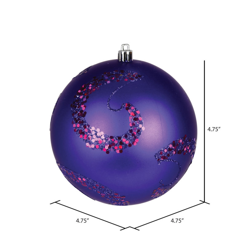 Ornement boule mat à paillettes, Mauve, 4