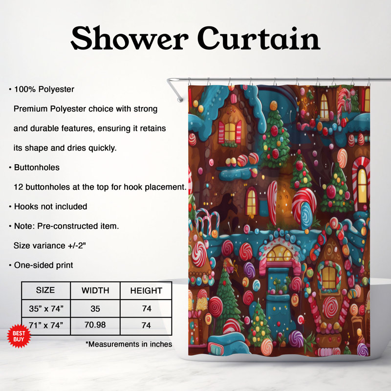 Sweet Home - Rideau de douche Premium, H 74 po x l 71 po