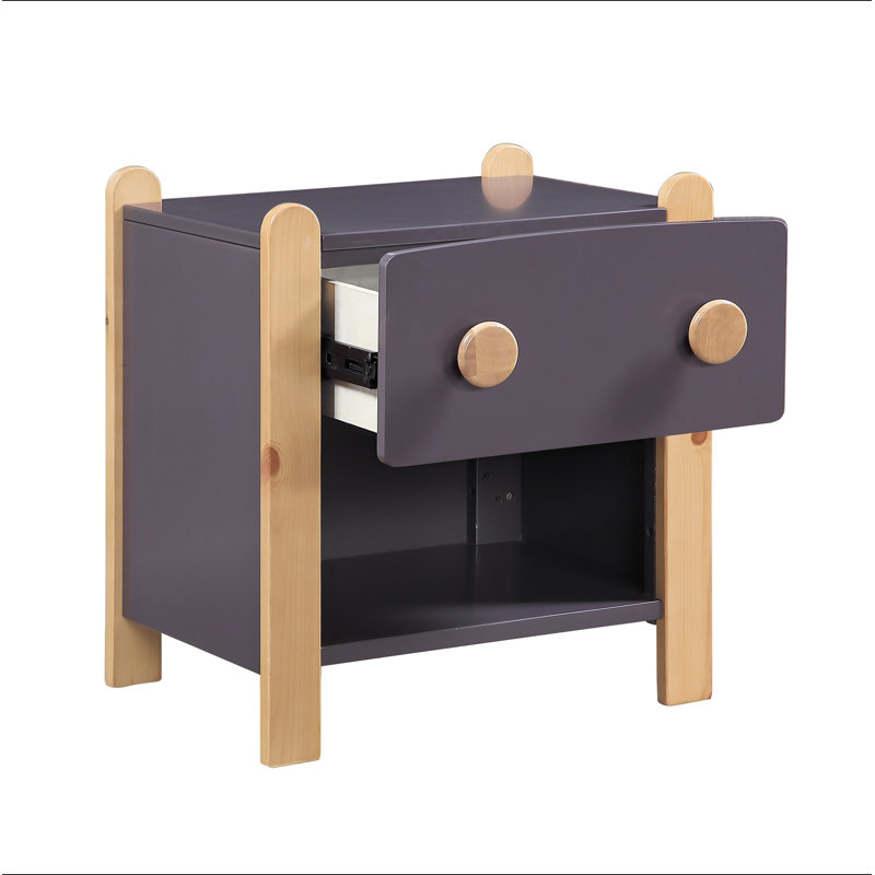 Table de chevet contemporaine bicolore avec tiroir lisse et étagère ouverte, meuble de chambre en bois, 1 pièce, Individuel