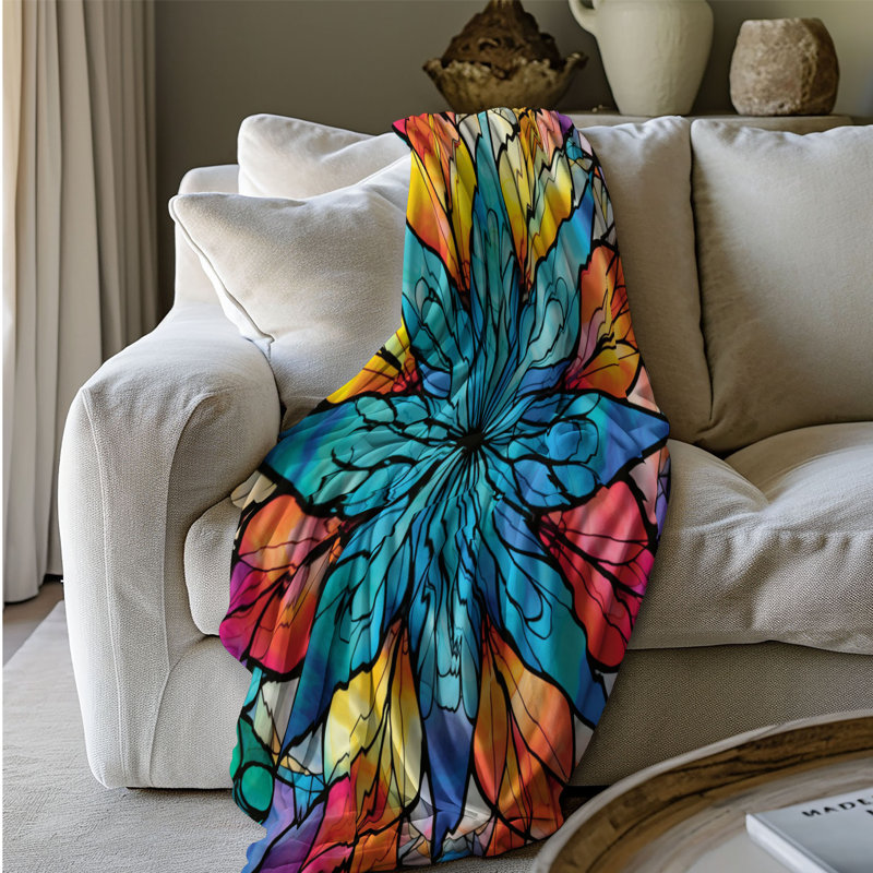 Glass Panel Patterns - 1 Piece Premium Sherpa Blanket, Queen