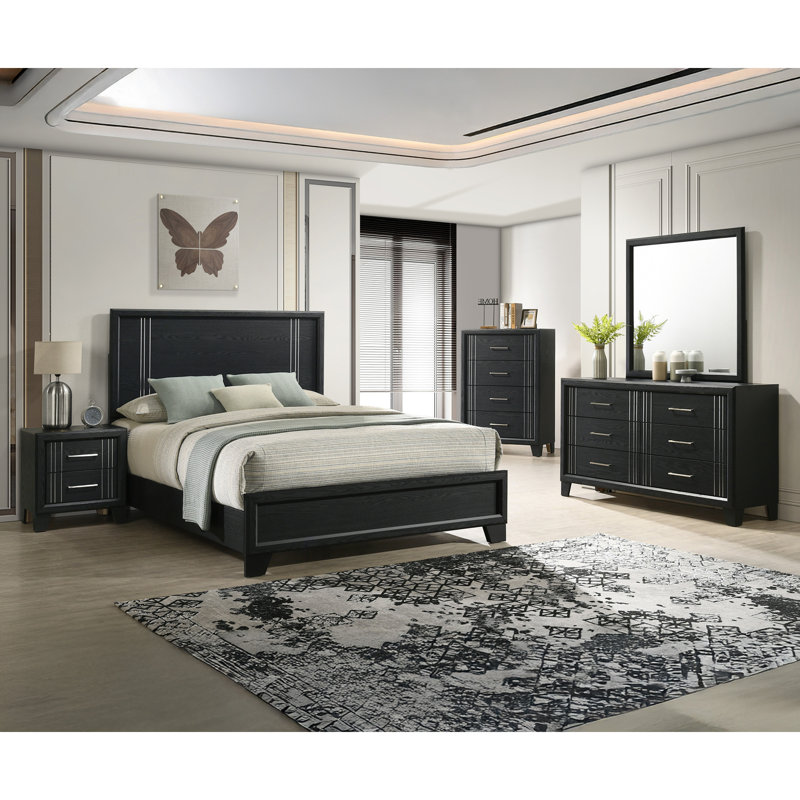 Commode contemporaine à six tiroirs, Gris anthracite