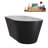 59" Streamline Soaking Glossy Black Freestanding Tub and Tray With Internal Drain-112235496