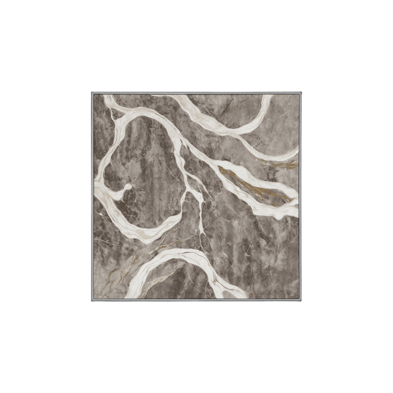 Machine Washable Gray Area Rug, Square 5'