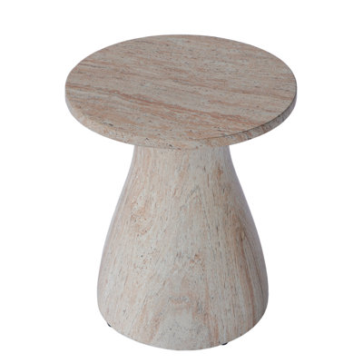 Zion Lightweight MGO Patio Side Table, Patio Garden Stool Coffee End Table,decorative Garden Stool For Patio,or Balcony ,lightweight Concrete Material, Travertine