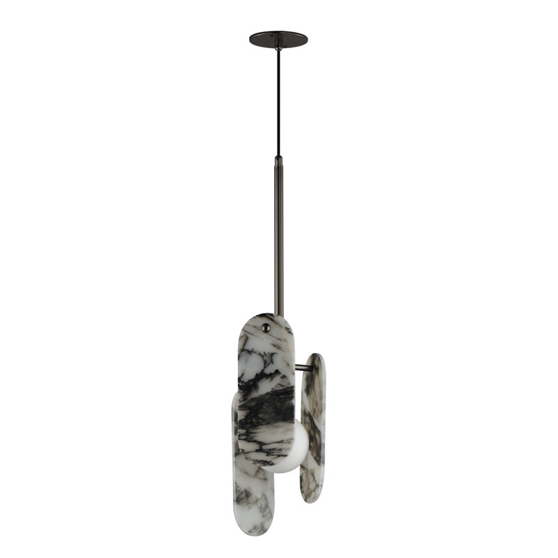 Megalith 1 - Light LED Pendant, White, Gunmetal/Striae Arya