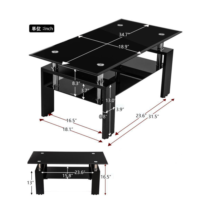 Table basse Valenra, Noir