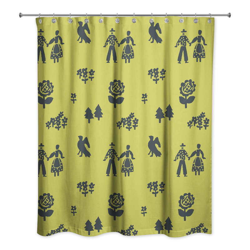 Rideau de douche simple motif Haner, Vert / Noir