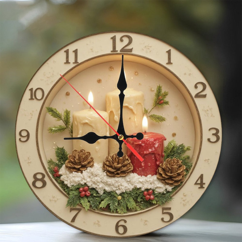 Christmas-Clock-With-Lit-Advent-Candles