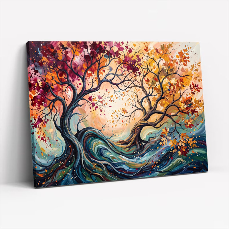 Art mural sur toile Gallery Wrap pour le salon, la chambre à coucher, le bureau ou le vestibule - décoration murale décorative avec arbre d'automne