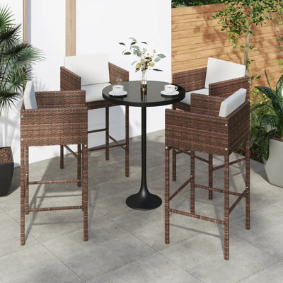 Bar Stools with Cushions Poly Rattan Garden Lounge Set Bar Height Chair