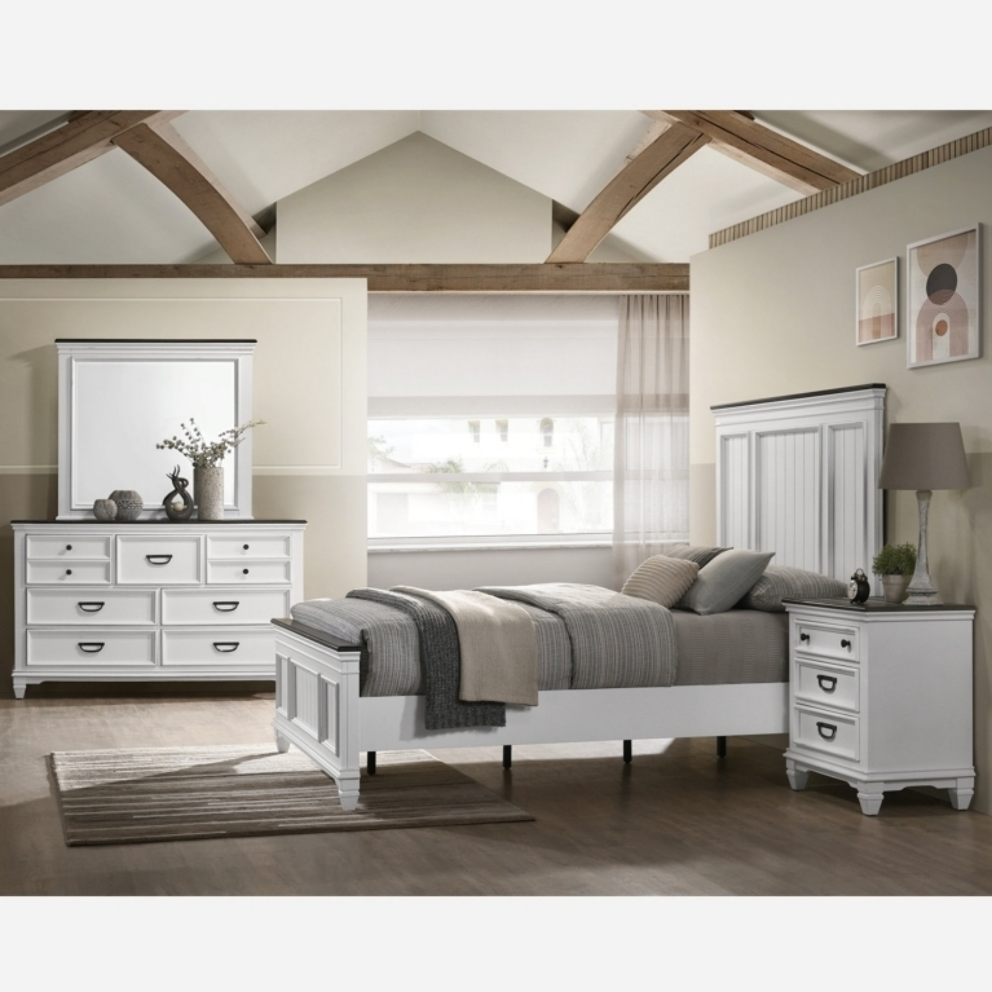 Red Barrel Studio® Traditional solid wood panel bed, bed, dresser