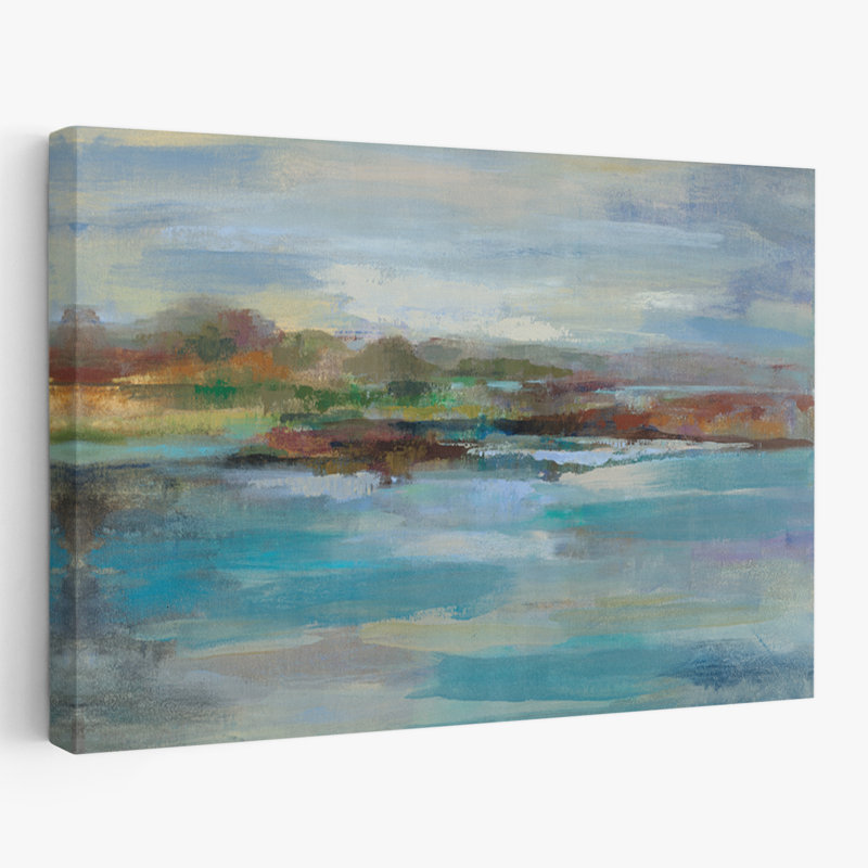 Northern Shore Crop - Abstraits nuages bleu-brun, H 24 po x l 16 po