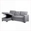 Canapé modulaire avec lit simple escamotable et amp; Chaise avec rangement | Lin gris clair