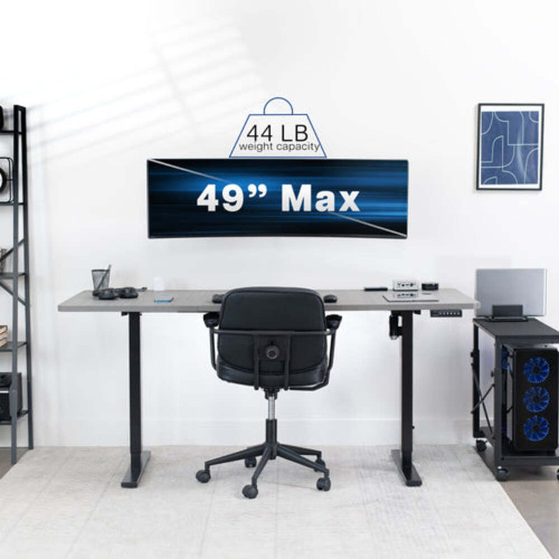 Black Steel Adjustable Wall Mount for Ultrawide Monitors