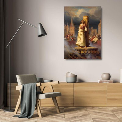«Joan of Arc's Mort at the Stake» par Hermann Stilke, reproduction d'art sur toile tendue avec châssis