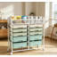 Chariot de rangement roulant blanc à grande capacité 2 rangées à 10 tiroirs, organisateur utilitaire en métal avec roulettes, tiroirs en plastique multicouches pour la cuisine, la salle de bain, la chambre à coucher, le bureau