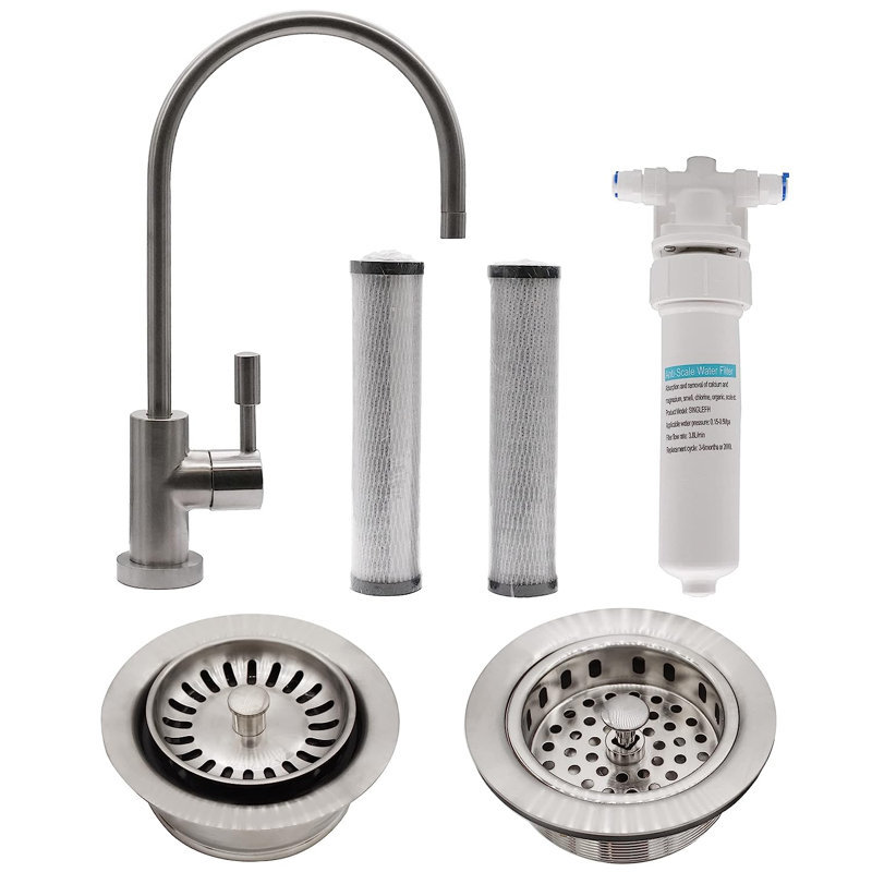 Westbrass Kitchen Faucet with Soap Dispenser, Stainless Steel