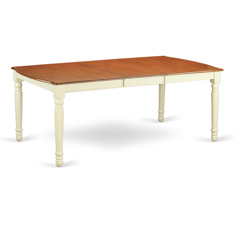 Ensemble de table et chaises de cuisine 7 pièces comprenant une table de salle à manger rectangulaire avec rallonge papillon et 6 chaises en bois massif, babeurre 42 po x 78 po