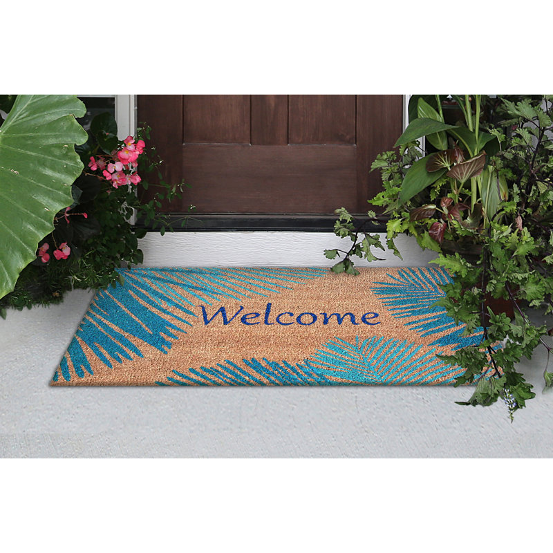 Fair Non-Slip Floral Outdoor Doormat, Rectangle 2' x 3', Blue