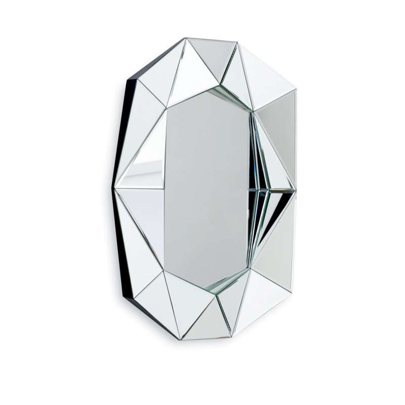 Diamond Manufactured Wood Floor/Wall Mirror, Silver, 22.7" x 31.5"