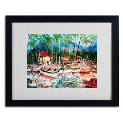 «Lahaina Boats», reproduction d'art sur toile encadrée