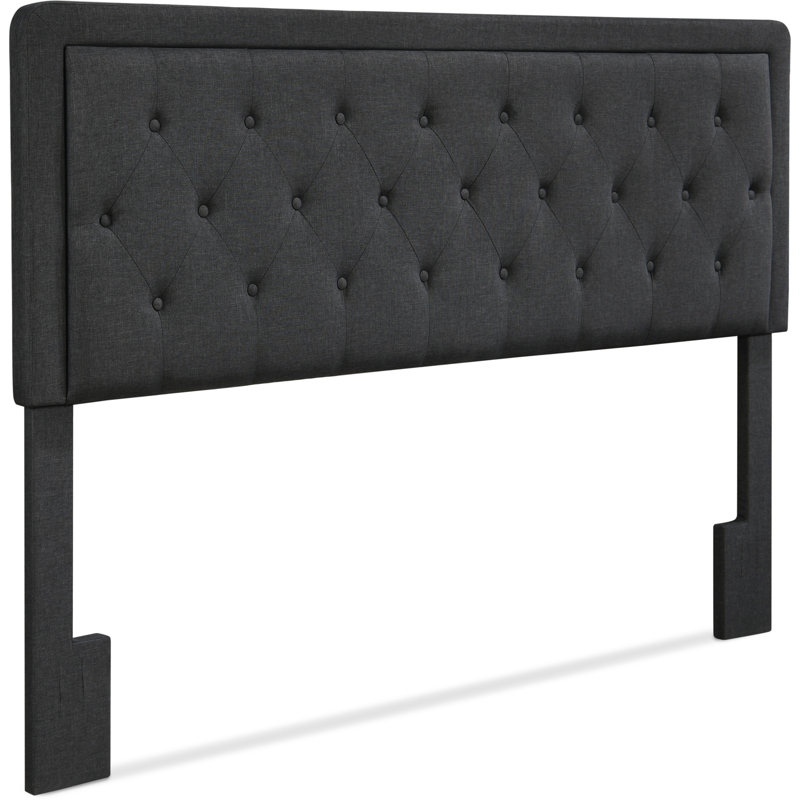 Tête de lit capitonnée Amery Elle Décor, Gris charbon, Très grand