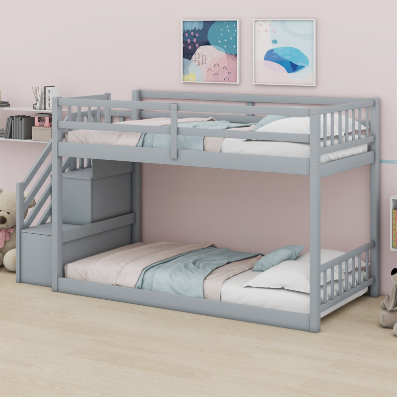 Bunk Bed With Storage Staircase, Grey