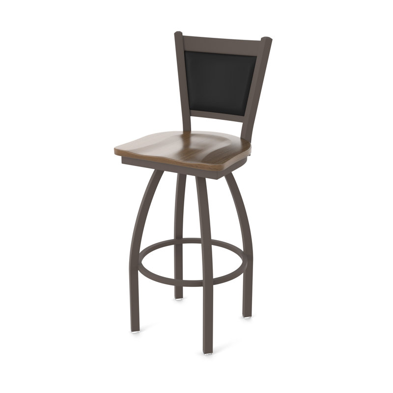 Tabouret pivotant Hadleigh, Érable foncé, Tabouret de comptoir (siège d'une hauteur de 25 p, Bronze