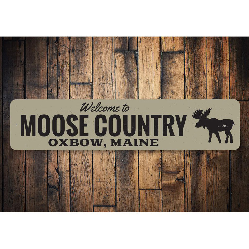 Plaque en aluminium «Moose Country», H 4 po x l 18 po x P 0,04 po