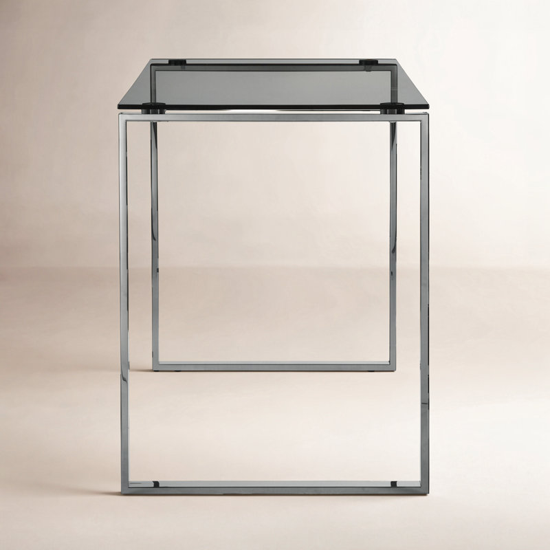 Orion Glass Top Metal Base Writing Desk, Silver